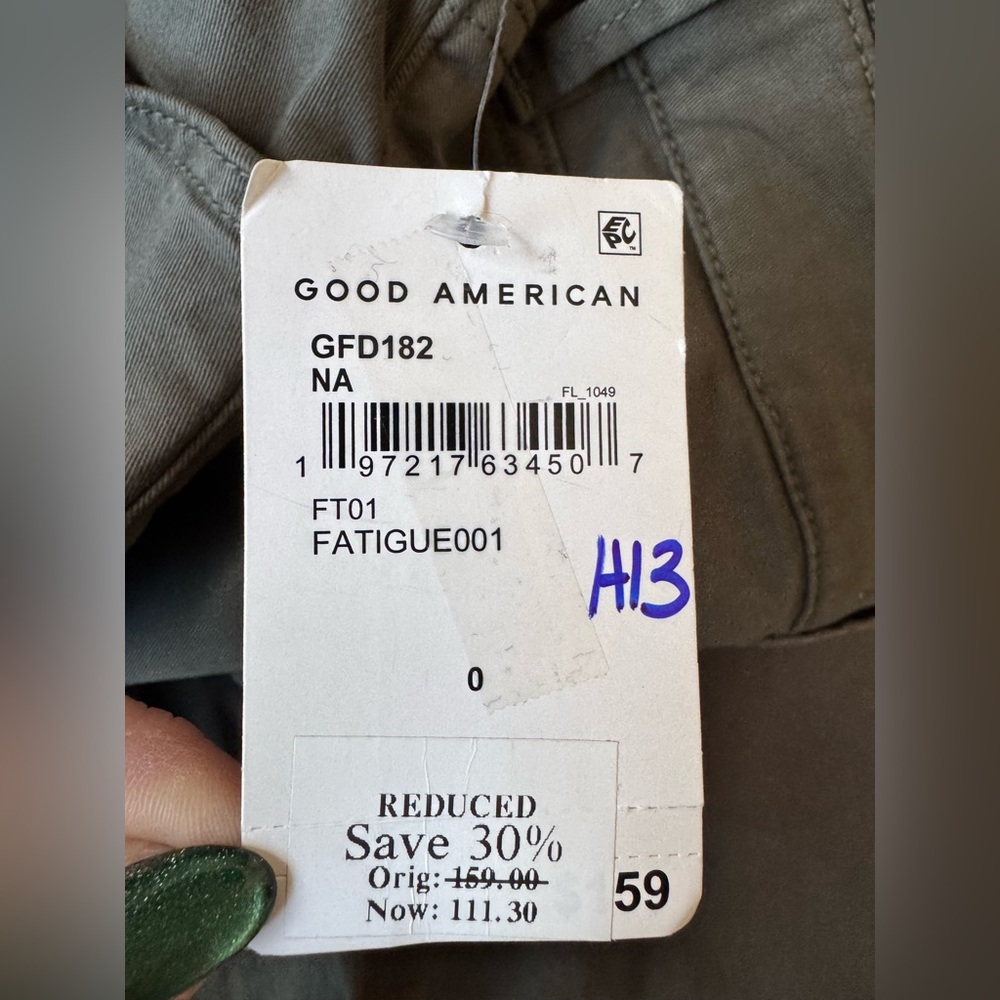 Good American High Rise Barrel Jeans Ft01 Green NWT Size 25 - Picture 7 of 16